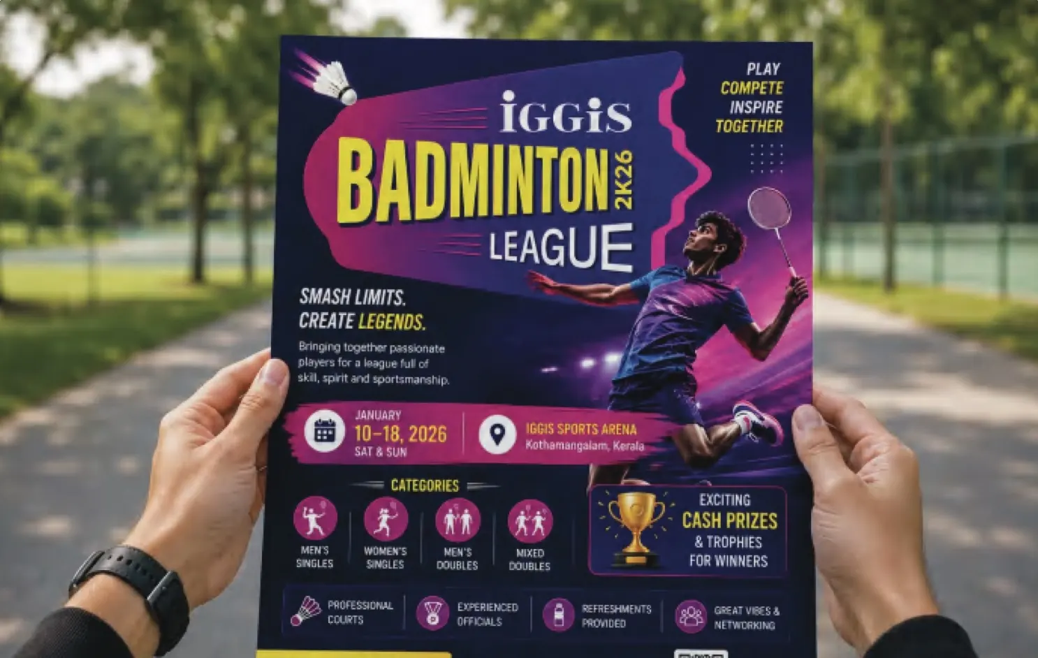 Indira Gandhi Group of Institutions — IGGIS Badminton League 2026.